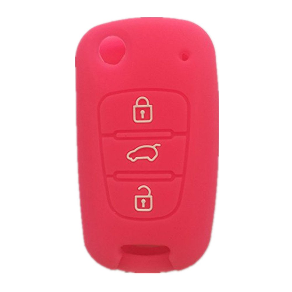 [Australia - AusPower] - New Peachblow 3 Buttons Remote Skin Jacket Silicone Cover KEY Case Holder BAG Key Fob Skin Covers replacement for KIA Sportage Optima Rio Soul 