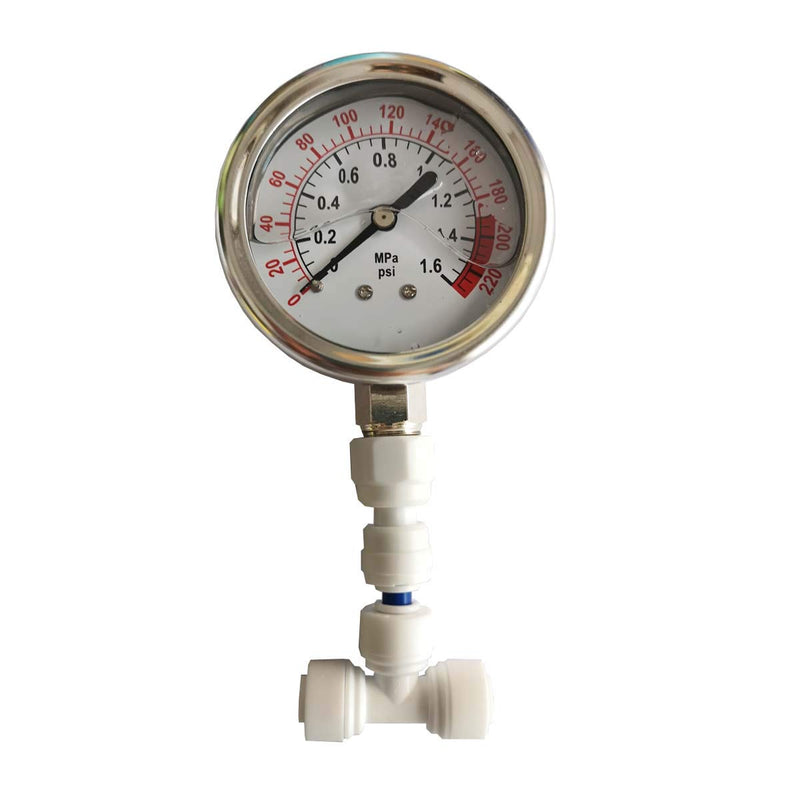 [Australia - AusPower] - Malida Water Pressure Gauge Stainless for Aquarium Meter 0-1.6MPa 0-220psi Reverse Osmosis System Pump with 1/4 1 Pack 