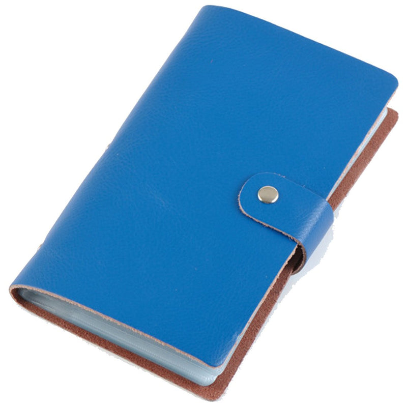 [Australia - AusPower] - Boshiho Leather Credit Card Holder Business ID Card Case Book Style 90 Count Name Card Holder Book (Blue) Blue 