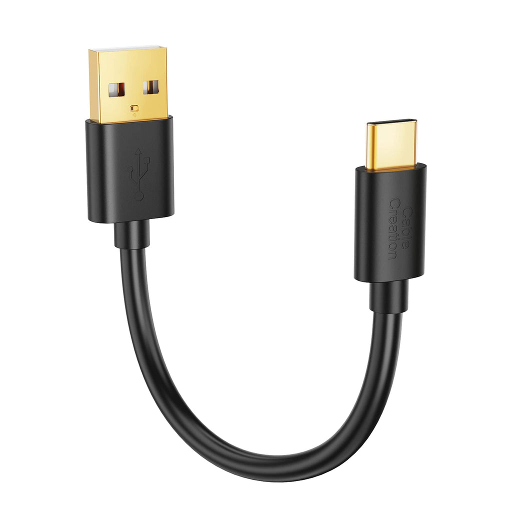 [Australia - AusPower] - USB C to USB Cable Short CableCreation USB C to USB A Short 6 inch USB C Cable Fast Charging 3A USB A to USB C Short 480Mbps Data for Power Bank Stylus Pen S21 S20 Pixel GoPro Hero 0.15m Black 0.5ft 