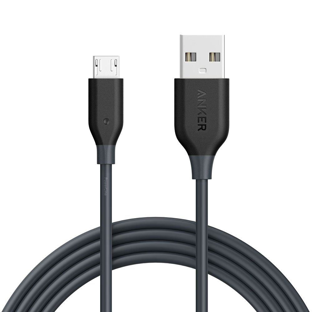 [Australia - AusPower] - Anker Powerline Micro USB - Charging Cable, with Aramid Fiber and 5000+ Bend Lifespan for Samsung, Nexus, LG, Motorola, Android Smartphones and More (Gray, 6ft) Grey 