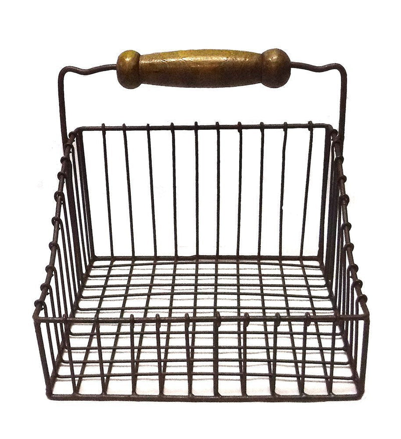 [Australia - AusPower] - Primitive Farmhouse Metal Napkin Holder with Wooden Handle - Rust/Green (1) 1 