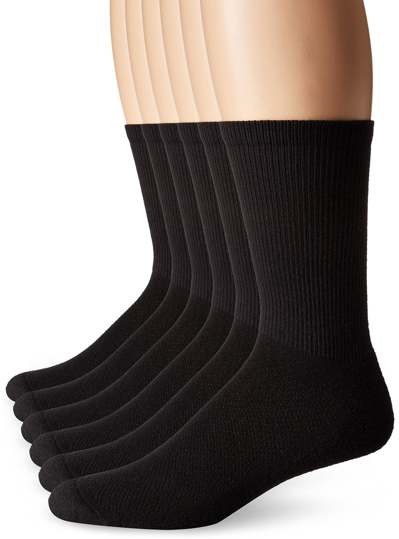 [Australia - AusPower] - Hanes Men's 6-Pack FreshIQ Odor Control X-Temp Comfort Cool Crew Socks 6-12 Black 