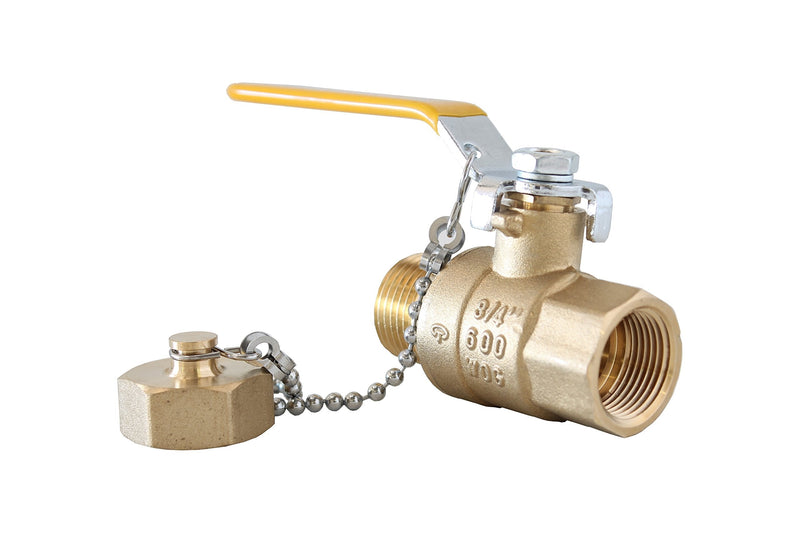[Australia - AusPower] - CFI 3/4" Female Thread x Hose Thread Full Port Brass Ball Valve with Chain and Cap 