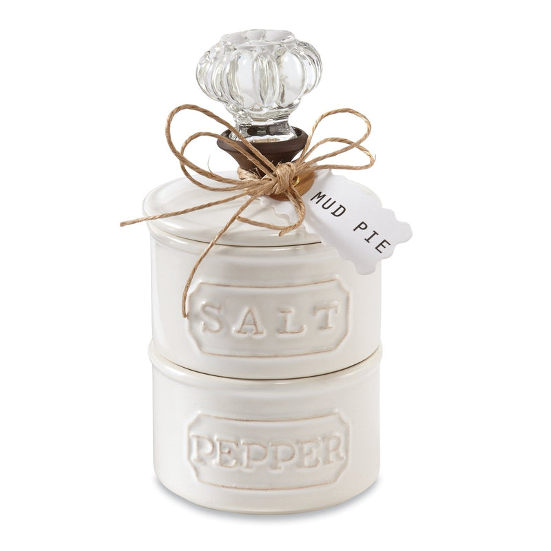 [Australia - AusPower] - Mud Pie Door Knob Salt Cellar Set, White 