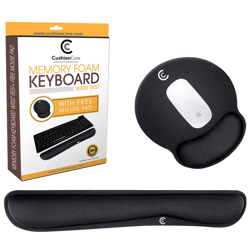 [Australia - AusPower] - Wrist Rests for Keyboard and Mouse Pad Set - Memory Foam Cushion, Black - Ergonomic Wrists Hand Arm Rest Support for Laptop Computer Desk and Gaming - Carpal Tunnel Syndrome Relief Original 