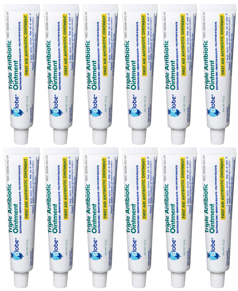 [Australia - AusPower] - Globe Triple Antibiotic First Aid Ointment, 1 oz | 12-Pack | First Aid Antibiotic Ointment, 24-Hour Infection Protection, Wound Care Treatment for Minor Scrapes, Burns and Cuts | 12 Pack 