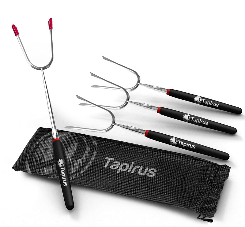 [Australia - AusPower] - Tapirus Marshmallow Roasting Sticks | Set of 4 Extra Long Extendable Campfire Sticks | Protect Kids with Insulated Handles | Extendable Smore & Hot Dog Skewers | Heavy Duty Metal Camping Equipment 