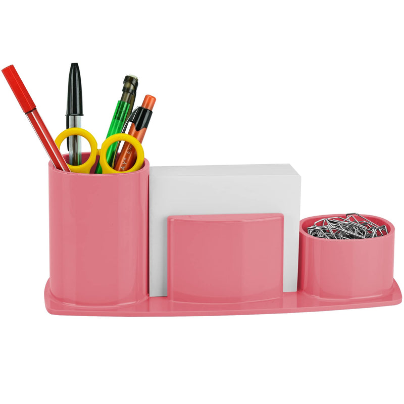 [Australia - AusPower] - Acrimet Millennium Desktop Organizer Holder for Pen, Pencil, Clip, Paper and Desk Accessories (Plastic) (Paper Included) (Solid Pink Color) 