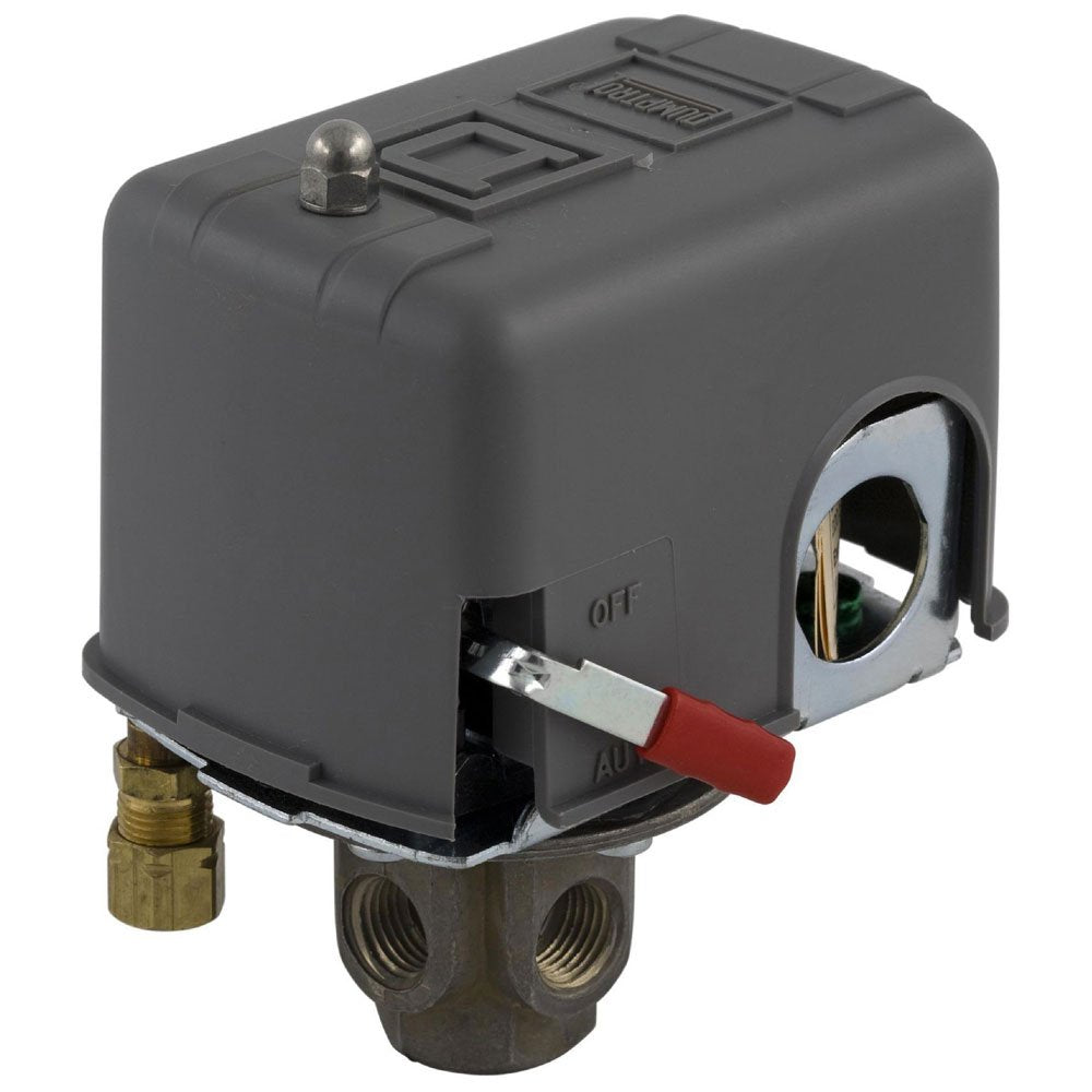 [Australia - AusPower] - Square D by Schneider Electric 9013FHG54J59M1X Air-Compressor Pressure Switch, 175 psi Set Off, 40 psi Fixed Differential, 4-Way Flange, 2-Way Release Valve, Auto/Off Cut-Out Lever 