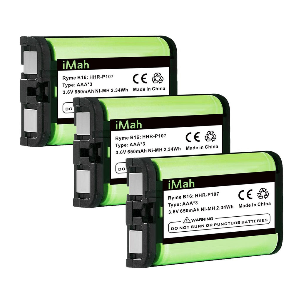 [Australia - AusPower] - 3-Pack iMah HHR-P107 Phone Battery Compatible with Panasonic HHR-P107A/1B KX-TG6071 KX-TG6074 KX-TGA351 KX-TGA600 Handset Cordless Telephone (Type 35) 3-Pack HHR-P107 Batteries 