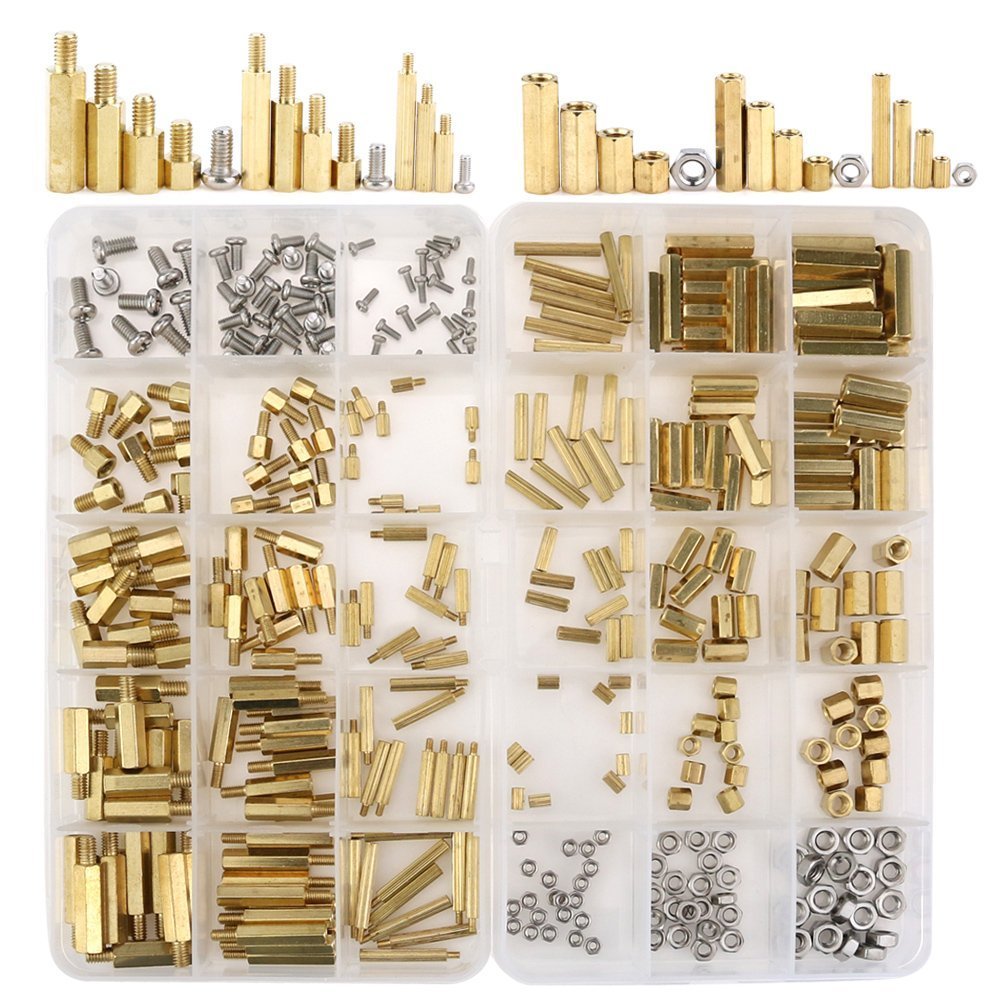 [Australia - AusPower] - Hilitchi 360pcs M2 M3 M4 Male Female Brass Spacer Standoff Screw Nut Assortment Kit Gold 