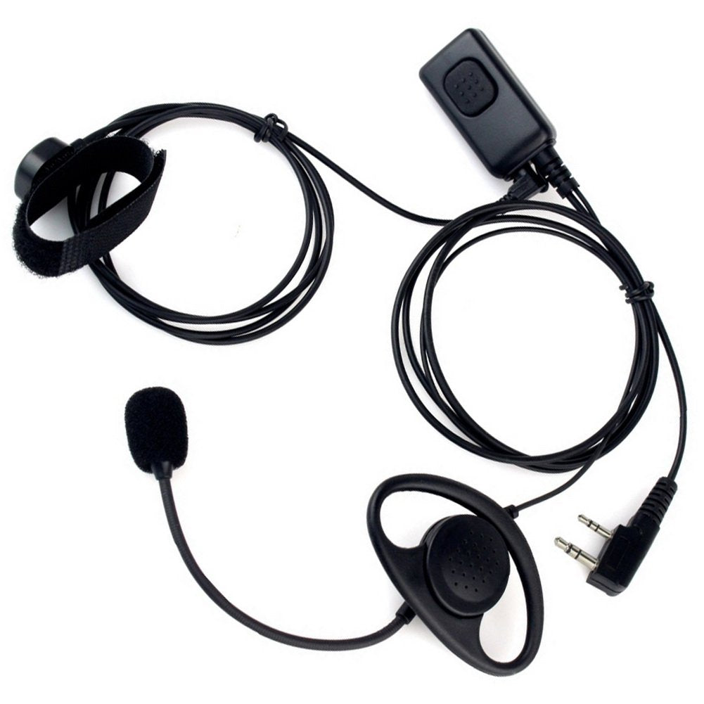 [Australia - AusPower] - KENMAX® D Shape 2 Pin Double PTT Finger PTT Ear Hook Stick MIC Earpiece Headphone for Walkie Talkie Two Way CB Ham Radio Baofeng UV-89 UV-5RAX+ BF-388A UV-A52 Kenwood TK-2400V4P UV-N98 TK3230K 