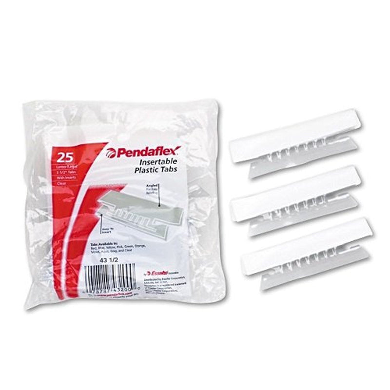 [Australia - AusPower] - Pendaflex 43-1/2 Hanging File Folder Tabs, 1/3 Tab, 3 1/2 Inch, Clear Tab/White Insert, 25/Pack (2, Clear) 