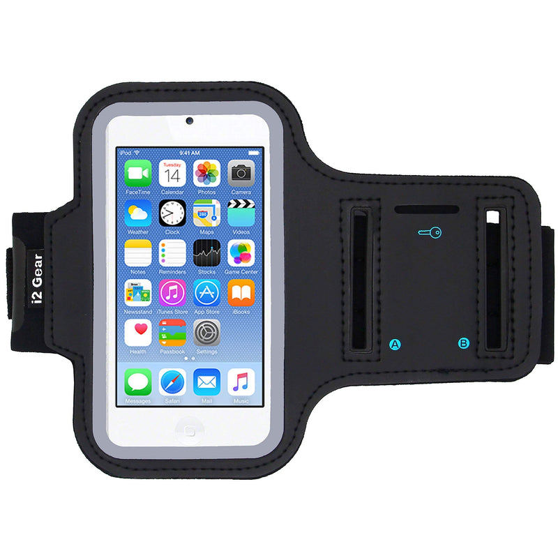 [Australia - AusPower] - i2 Gear Running Exercise Armband for iPod Touch 7th, 6th and 5th Generation MP3 Players and Phones with Reflective Border and Key Holder (Black) Black 