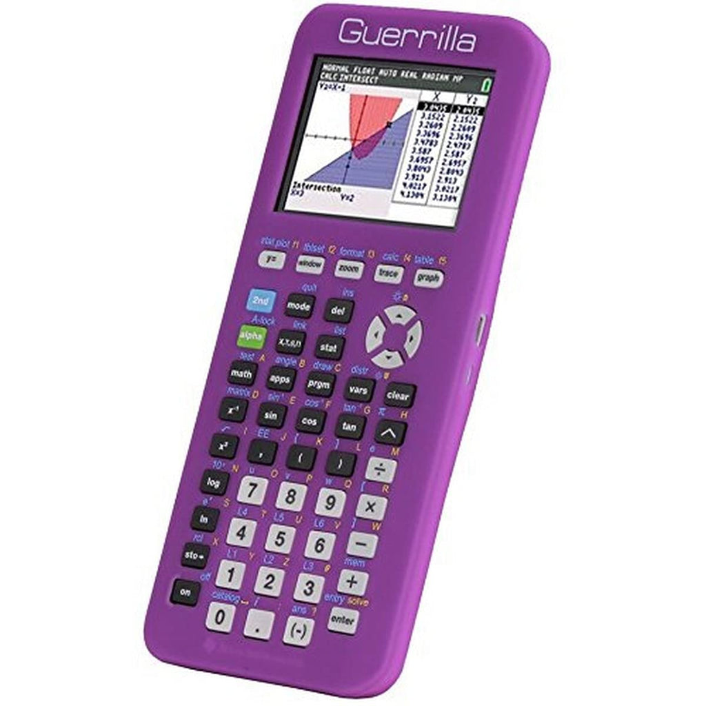 [Australia - AusPower] - Guerrilla Silicone Case for Texas Instruments TI-84 Plus CE Color Edition Graphing Calculator With Screen protector and Graphing Ruler, Purple 