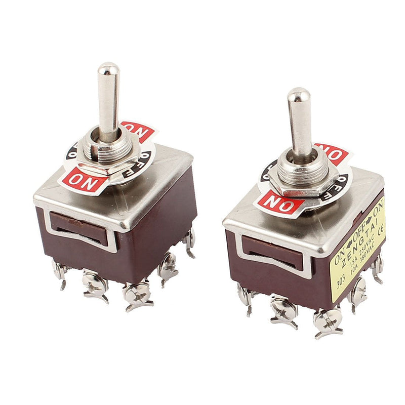 [Australia - AusPower] - uxcell A15062200ux0729 9 Screw Latching ON-OFF-ON 3 Position 3PDT Toggle Switch, AC 250V, 15 Amp, 380V, 10 Amp, 2 Piece 