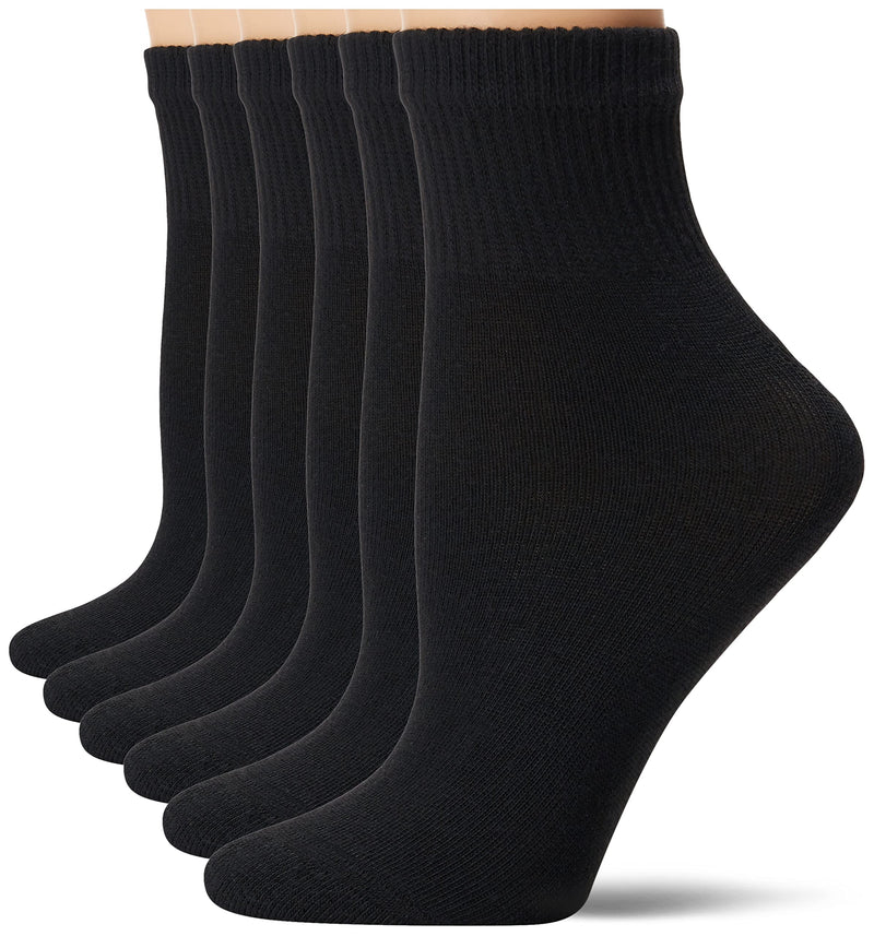 [Australia - AusPower] - Hanes Ultimate Women's 6-Pack Comfort Toe Seamed Ankle Socks Shoe Size: 5-9 Black 