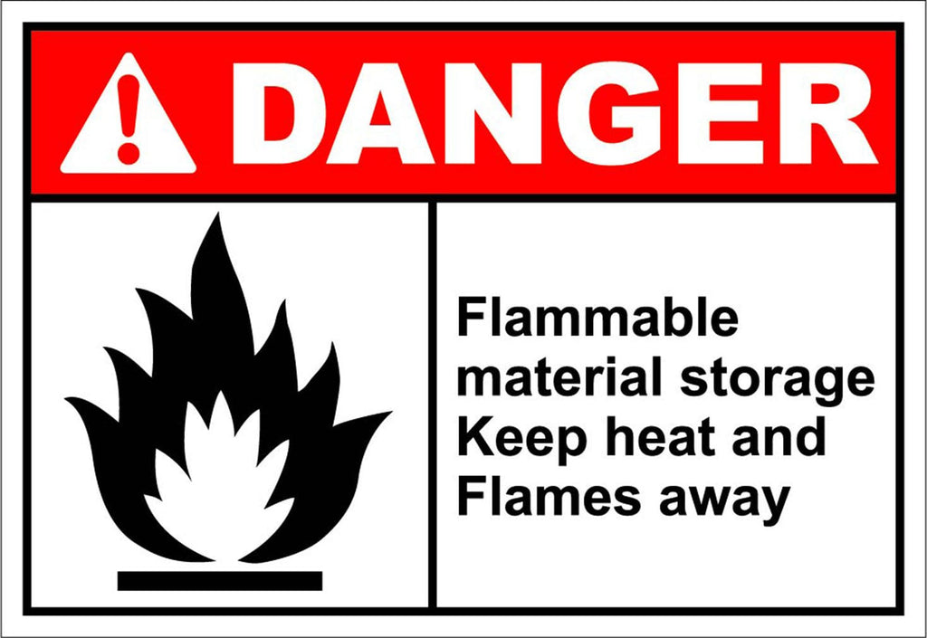 [Australia - AusPower] - Flammable Material Storage Danger OSHA ANSI Label Decal Sticker 7 inches x 5 inches 7x5 inches 