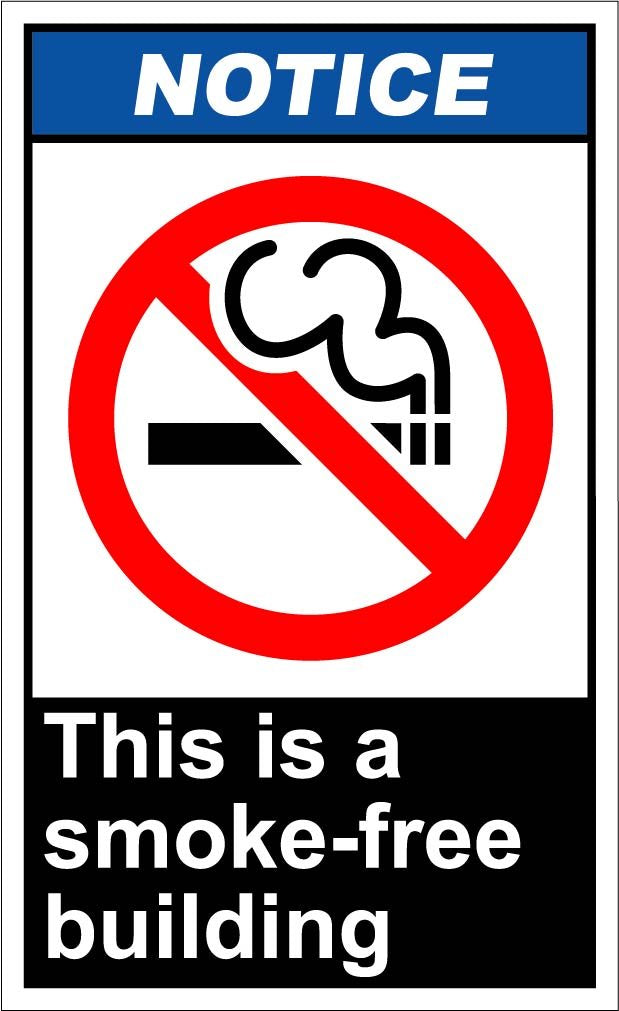 [Australia - AusPower] - This is A Smoke-Free Building Notice OSHA ANSI Label Decal Sticker 5 inches x 7 inches 5x7 Inches 