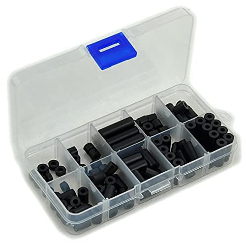 [Australia - AusPower] - Electronics-Salon Black Nylon Round Spacer Assortment Kit, for M3 Screws, Plastic. 