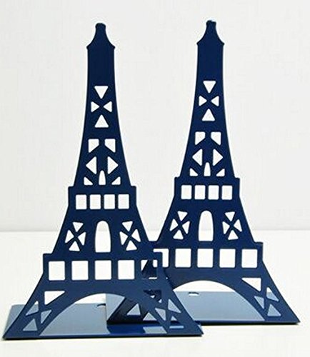 [Australia - AusPower] - Schoolsupplies Tinplate Eiffel Tower Creative Bookshelf Metal Book Holder Stand Decorative Bookend Portable Read Books Stand Book Stalls(Blue) 