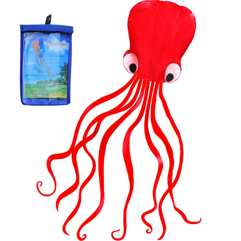 [Australia - AusPower] - Hengda Kite®-Beautiful Large Easy Flyer Kite for Kids & Adults, Red Software Octopus-It's Big! 31 Inches Wide with Long Tail 196 Inches Long-Perfect for Beach or Park by Hengda kite … 