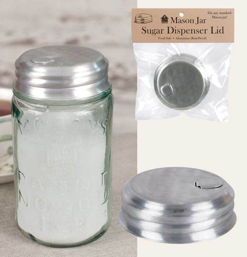 [Australia - AusPower] - SIMPLY HOMEADE Mason Jar Sugar/Salt/Spice Dispenser Lid Kitchen Supplies, 2 3/4" diameter 1 1/4" tall, Silver 