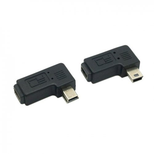 [Australia - AusPower] - cablecc 2pcs 90 Degree Left & Right Angled Mini USB 5 Pin Male to Female Extension Adapter 