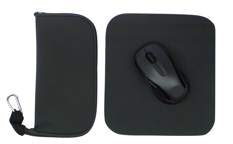 [Australia - AusPower] - Travel Mouse Case Electronics Organizer Bag | Laptop Cord Cable Accessory Pouch with Extra Rolled Up Travel Mouse Pad | Pouch Also Unzips Flat Into Mouse Pad (Black) charcoal 