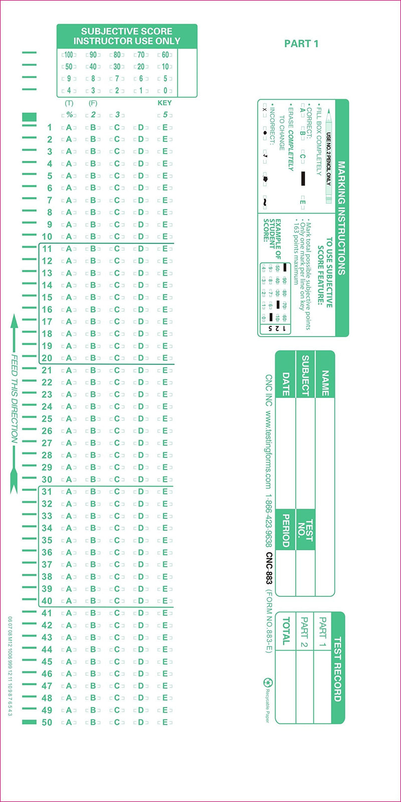 [Australia - AusPower] - TEST-883E 883 E Compatible Testing Forms (100 Sheet Pack) 