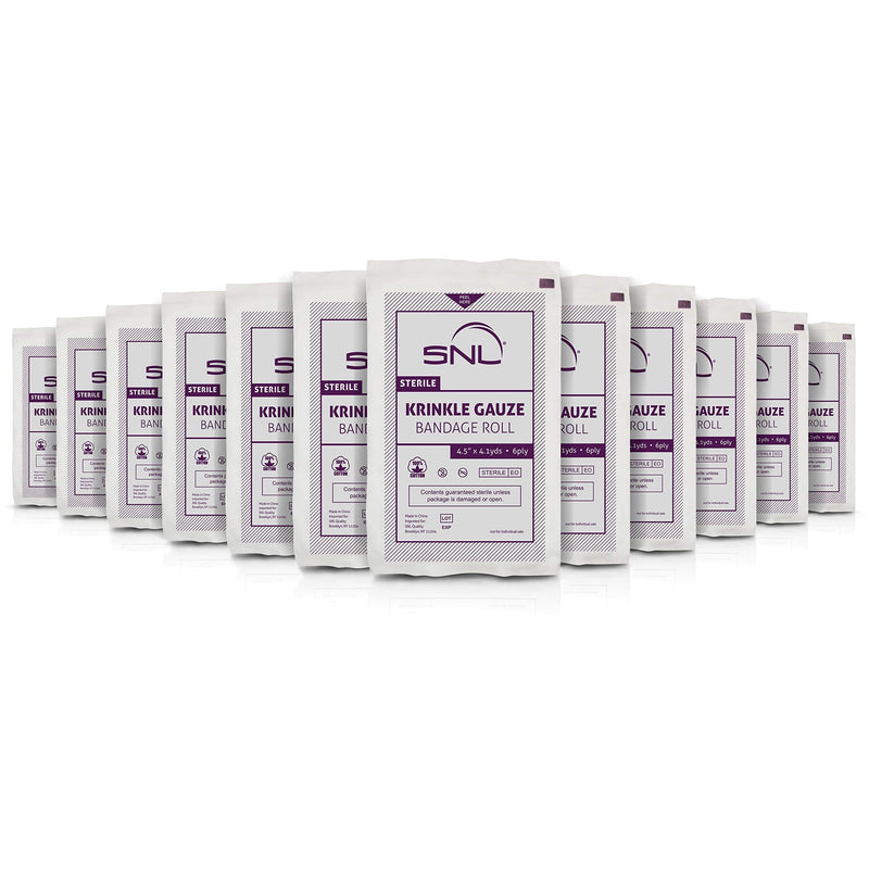 [Australia - AusPower] - SNL Sterile Krinkle Kerlix Type 4 1/2" x 4 1/8 Yds, Latex Free, Bandage Roll - Pack of 12 
