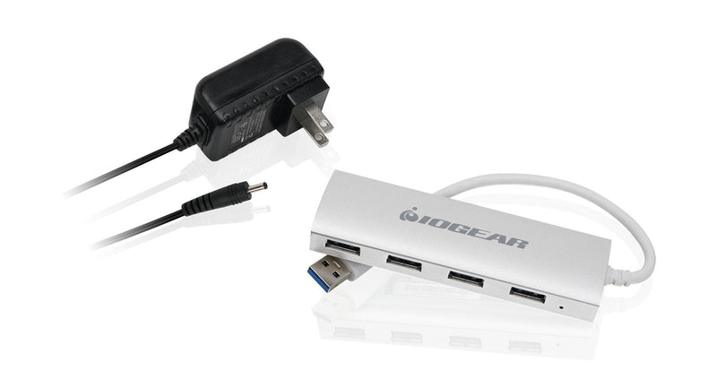 [Australia - AusPower] - IOGEAR Powered 4 Port USB 3.0 Hub - 1 USB 3.0 In - 4 USB 3.0 Out - 5Gbps Data Transfer Rate - Compatible with Mac and Win - Aluminum Housing - GUH304P Met P4P Hub, 4-Port USB 3.0 Powered Hub 