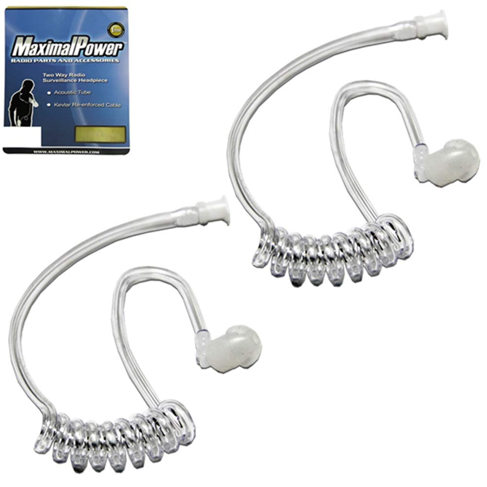 [Australia - AusPower] - MaximalPower Twist On Replacement Acoustic Tube/Clear Coil for Two-Way Radio Headsets (2 Pack) B) 2 Pack 
