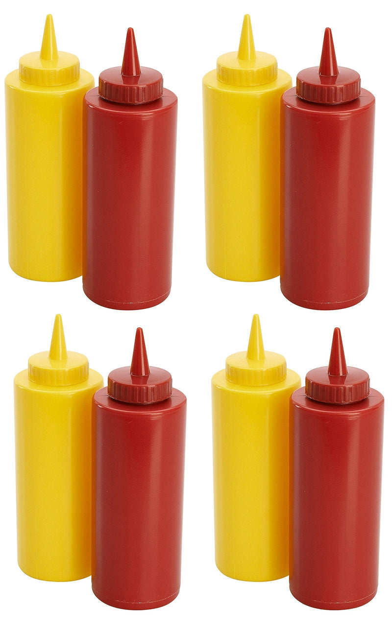 [Australia - AusPower] - 4 Sets of Plastic 11.5 oz Ketchup & Mustard 7 in Dispensers Bottles! Perfect for BBQ's, Picnics, Family Reunions, and Parties! 