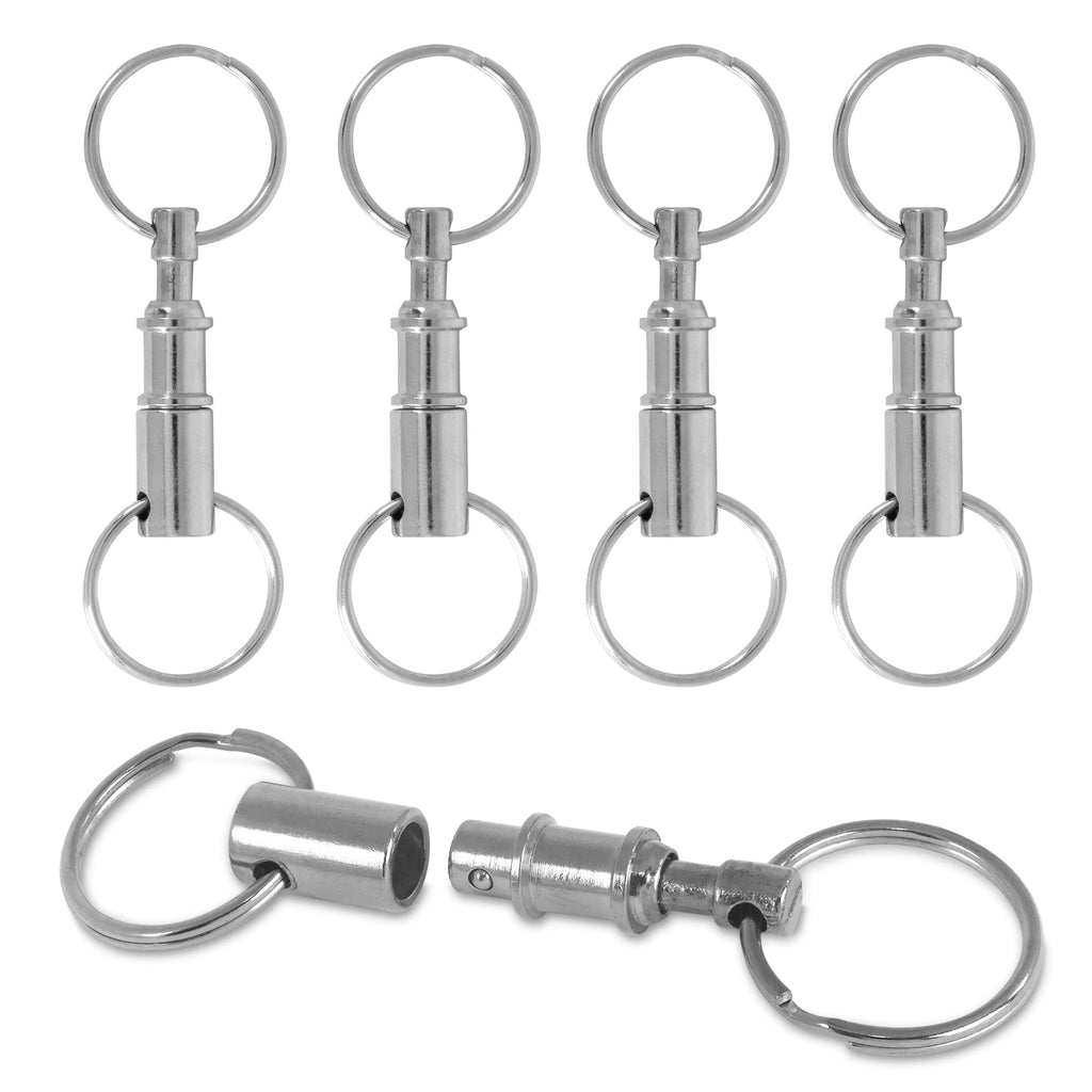 [Australia - AusPower] - Pull-Apart Silver Key Ring Easy Detach Double Spring Split Snap Separate Chain Convenient Accessory Gift (4 Pack) 