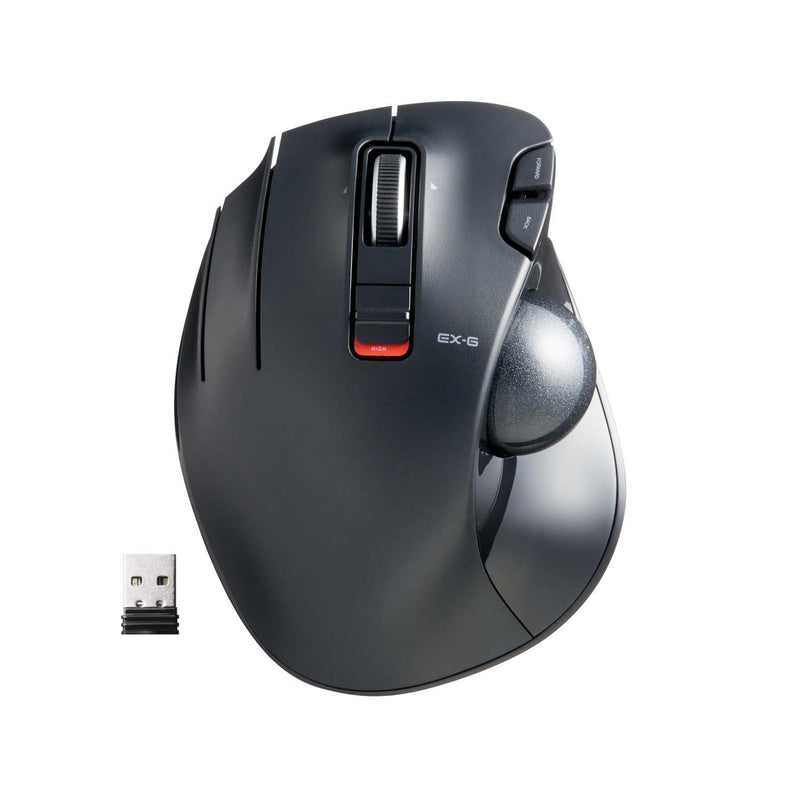 [Australia - AusPower] - ELECOM EX-G Left-Handed Trackball Mouse, 2.4GHz Wireless, Thumb Control, 6-Button Function with Smooth Tracking, Ergonomic Design, Optical Gaming Sensor, Windows11, macOS (M-XT4DRBK) 