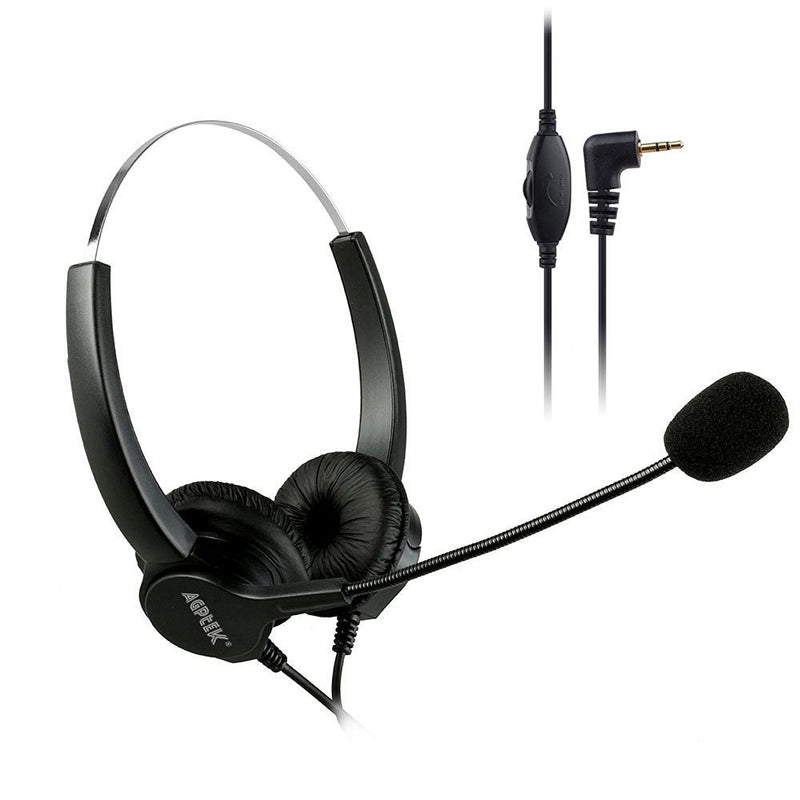 [Australia - AusPower] - AGPtEK® 2.5mm Dual Ear Call Center Telephone Headphone, 6FT Noise Cancelling Binaural Headset, with Boom-Style Mic for Most Cordless Phones 