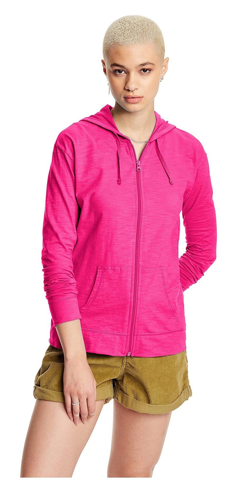 [Australia - AusPower] - Hanes Women's Slub Jersey Hoodie Small Amaranth 