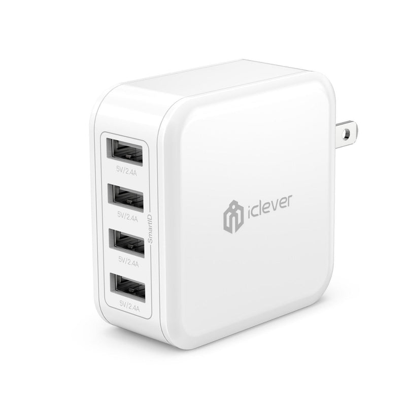 [Australia - AusPower] - iClever USB Wall Charger, 40W 8A 4-Port Charging Station with Foldable Plug, USB Power Adapter for iPhone 11 Pro Xs/XS Max/XR/X/8/7,iPad Pro/Air 2/Mini 4/3, Galaxy/Note/Edge, LG, Nexus, HTC, and More 