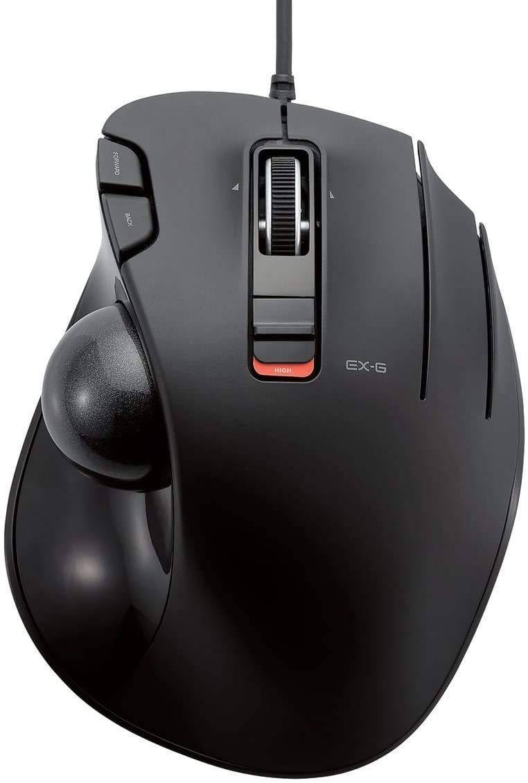[Australia - AusPower] - ELECOM EX-G Trackball Mouse, 2.4GHz Wired, Thumb Control, Ergonomic Design, 5-Button Function with Smooth Tracking, Ergonomic Design, Optical Gaming Sensor, Windows11, macOS (M-XT2URBK-G) Black / Black ball 
