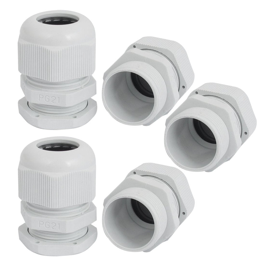 [Australia - AusPower] - Uxcell a15062500ux0366 5 Pcs PG21 Compression Waterproof Stuffing 16-21mm Cable Glands White (Pack of 5) 