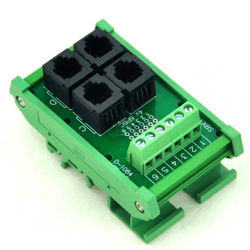 [Australia - AusPower] - Electronics-Salon DIN Rail Mount RJ11/RJ12 6P6C 4-Way Buss Board Interface Module. 