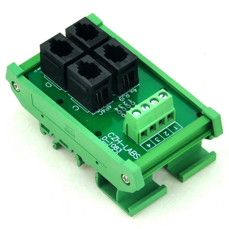 [Australia - AusPower] - Electronics-Salon DIN Rail Mount RJ9 4P4C 4-Way Buss Board Interface Module. 