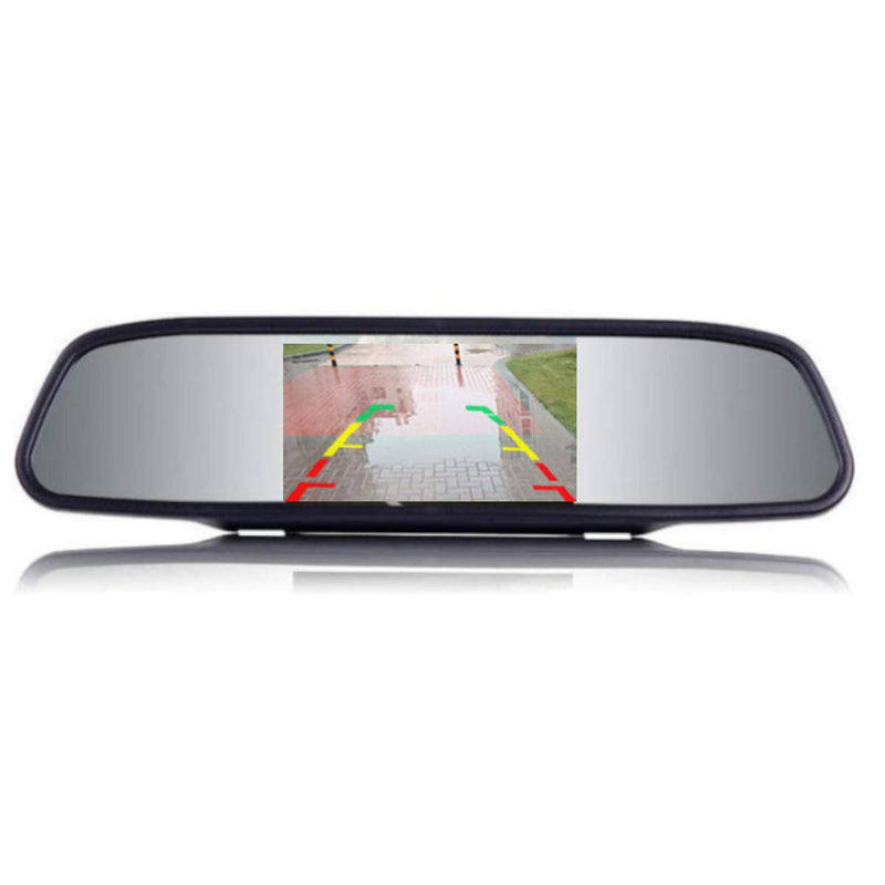 [Australia - AusPower] - 4.3 inch Car Video Monitor Auto Rear View Mirror LCD Screen 12V-24V Universal Mount Clip-On Current Mirror for Backup Camera/Front Camera/Media Player/Safety Driving 2 Ways RCA Input 