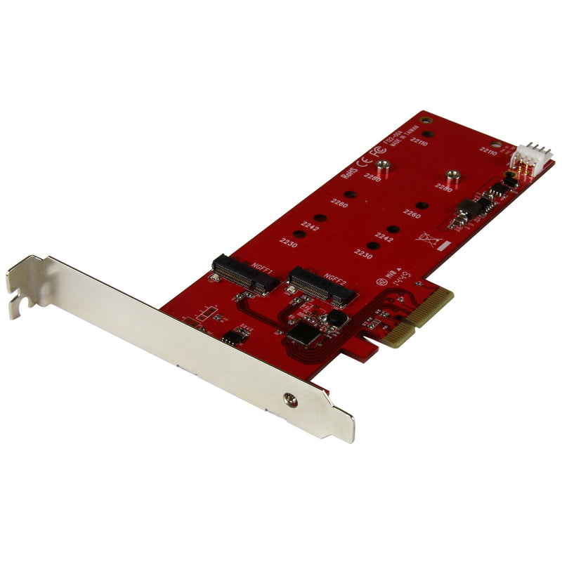 [Australia - AusPower] - StarTech.com 2x M.2 SATA SSD Controller Card - PCIe - PCI Express M.2 SATA III Controller - NGFF Card Adapter (PEX2M2), Red 
