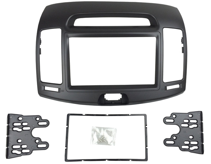 [Australia - AusPower] - DKMUS Car Stereo Dash Radio Fascia Kit For 2006-2010 Hyundai Elantra (HD), Avante (HD) 2006-2010 Installation Trim Panel Frame Double Din (Black) Black 