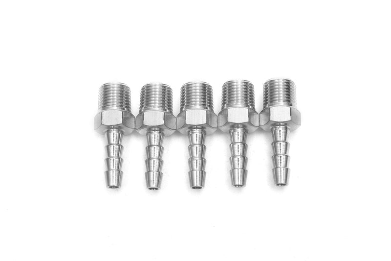 [Australia - AusPower] - LTWFITTING Bar Production Stainless Steel 316 Barb Fitting Coupler/Connector 3/16" Hose ID x 1/8" Male NPT Air Fuel Water (Pack of 5) 