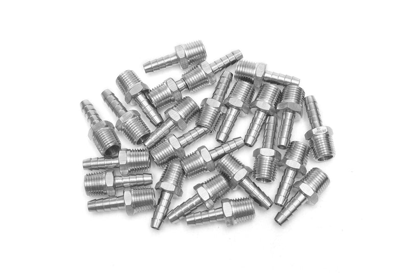 [Australia - AusPower] - LTWFITTING Bar Production Stainless Steel 316 Barb Fitting Coupler/Connector 1/4" Hose ID x 1/4" Male NPT Air Fuel Water(Pack of 25) 