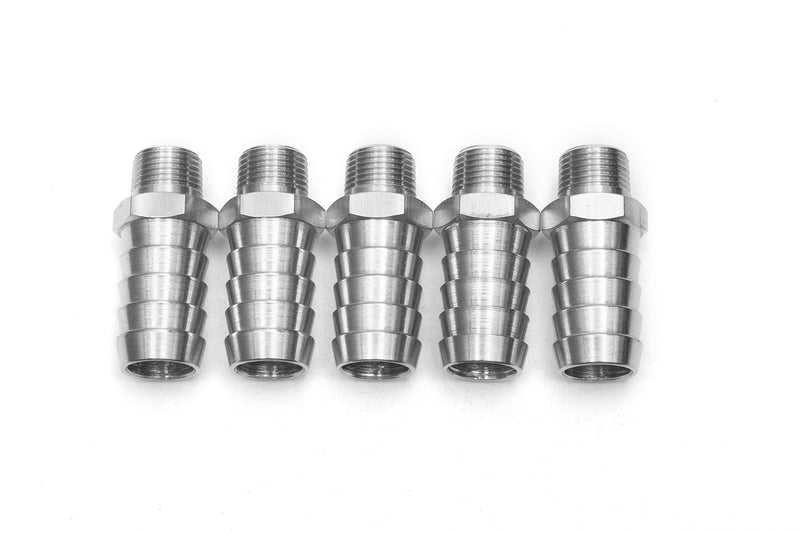 [Australia - AusPower] - LTWFITTING Bar Production Stainless Steel 316 Barb Fitting Coupler/Connector 3/4" Hose ID x 3/8" Male NPT Air Fuel Water (Pack of 5) 